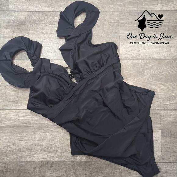 Cupshe Ruffle Shoulder Tie Back One Piece Swimsuit Size XL - Picture 3 of 7